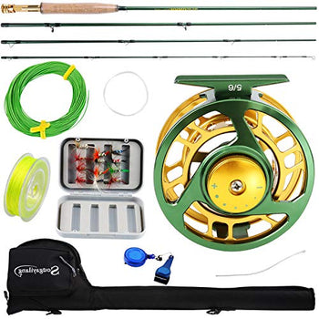Sougayilang Fly Fishing Rod Reel Combos with Lightweight Portable Fly Rod and CNC-machined Aluminum Alloy Fly Reel,Fly Fishing Complete Starter Package