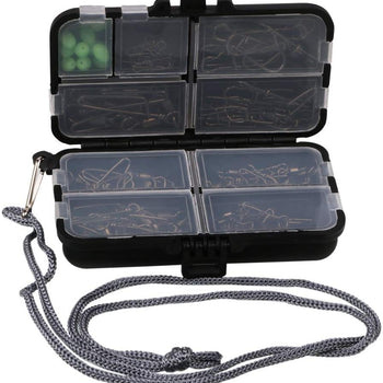 Sougayilang Fishing Swivels Assorted Sizes Fishing Snap Black Nickle Stainless Steel Connectors with Portable Travel Box