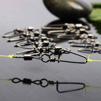 Sougayilang Fishing Rolling Swivel with Coast Lock Snap Stainless Steel Black Nickel Fish Swivels Line Connector