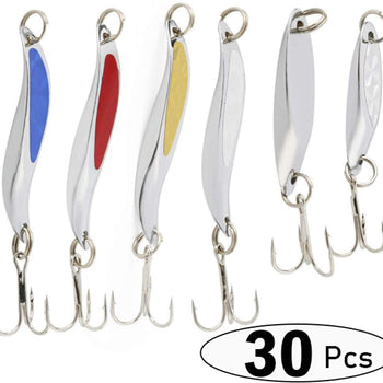 Sougayilang Fishing Spinner Spoon Lures Rotatable Inline Bass Trout Fishing Tackle Baits Pack of 30pcs