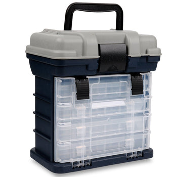Sougayilang Fishing Tackle Box Portable 4 Layers Fishing Box Sea Boat Fishing Accessory Box Case with Handle Utility Box-Small Size