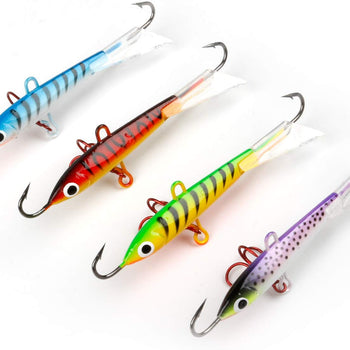 Sougayilang Ice Fishing Lures with 3 Sharp Hooks Winter Lifelike Fishing Baits Ice Jigging Lures Kit for Bass Walleye