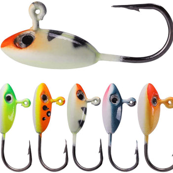Sougayilang Ice Fishing Jigs Kits, Rattle Fishing Hard Lures with Treble Hooks, Red, Colors Fishing Bait Lure Kit in Tackle Box for Bass Pike Trout Walleye Crappie Panfish Perch Saltwater Freshwater