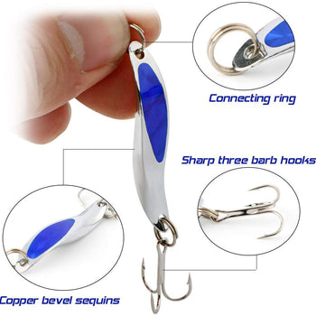 Sougayilang Fishing Spinner Spoon Lures Rotatable Inline Bass Trout Fishing Tackle Baits Pack of 30pcs
