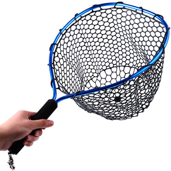 Sougayilang Fly Fishing Net Aluminum Landing Net with Soft Rubber Mesh EVA Handle Release Net for Fly Trout Boating Fishing