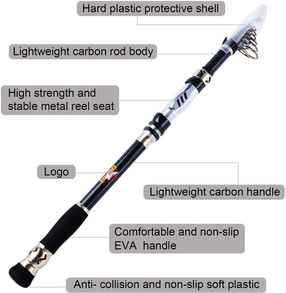 Burning Shark Fishing Rods, 24-Ton Ultra Lightweight Carbon Fiber Tel -  Sougayilang