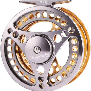 Sougayilang Fly Fishing Reel Large Arbor 2+1 BB with CNC-machined Aluminum Alloy Body and Spool in Fly Reel Sizes 5/6,7/8