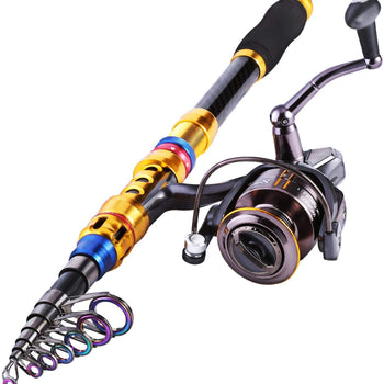 Sougayilang Portable Telescopic Fishing Rod and Reel Combos Travel Spinning Fishing Pole Kits