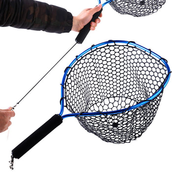 Sougayilang Fly Fishing Net Aluminum Landing Net with Soft Rubber Mesh EVA Handle Release Net for Fly Trout Boating Fishing
