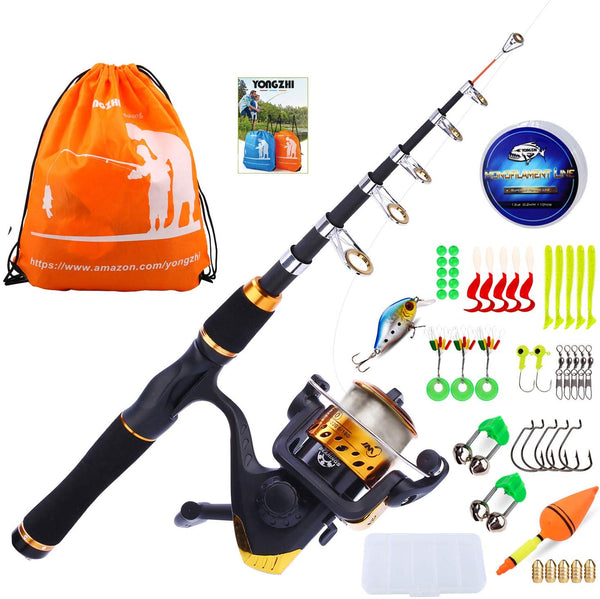 YONGZHI Kid Fishing Pole, Portable Spinning Rod & Reel Kit with Fishing Bag