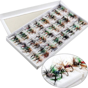 Sougayilang Colorful Assortment Dry Fly Fishing Flies Fly Fishing Lures Streamer, Nymph, Emerger with Waterproof Fly Box