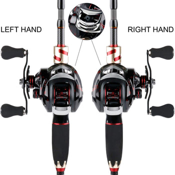 Sougayilang Crown Baitcasting Fishing Rod with Reel Combos 4Piece Medium Power Portable Carbon Travel Fishing Pole Kits