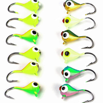 Sougayilang Ice Fishing Jigs with Treble Hook Jig Heads Fishing Lures for Walleye Winter ice Jigging
