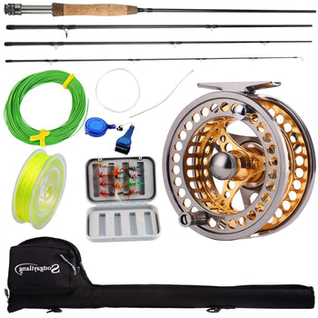 Sougayilang Fly Fishing Rod Reel Combos with Lightweight Portable Fly Rod and CNC-machined Aluminum Alloy Fly Reel