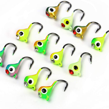 Sougayilang Ice Fishing Jigs with Treble Hook Jig Heads Fishing Lures for Walleye Winter ice Jigging