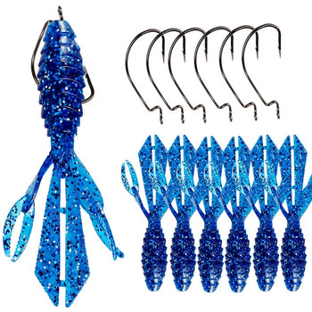 Sougayilang 6Pcs Life-Like Soft Baits Lure with 6Pcs Jig Hooks for Trout Bass Salmon Freshwater Saltwater Fishing