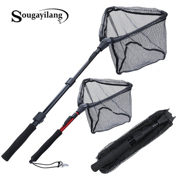 Sougayilang 70/95/120cm Retractable Fishing Net Telescoping Foldable Landing Net Pole Folding Landing Net for Fly Fishing
