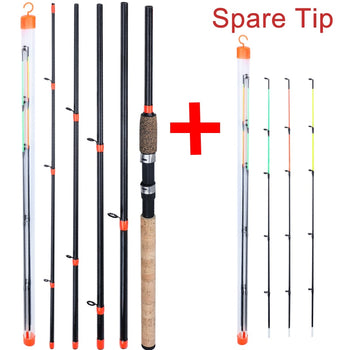 Sougayilang New Feeder Fishing Rod Lengthened Handle 6 Sections Fishing Rod L M H Power Carbon Fiber Travel Rod Fishing Tackle
