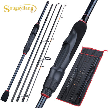 Sougayilang 5 Section Portable Fishing Rod 1.8-2.4m Ultralight Carbon Fiber Travel Spinning/Casting Fishing Rod Fishing Tackle