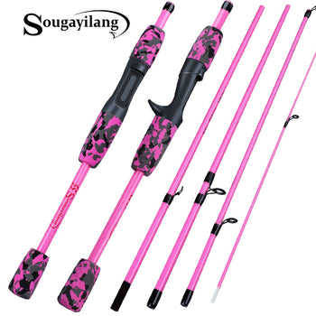 Sougayilang 5 Sections Portable Lure M Action 1.7M Fishing Rod Carbon Fiber Travel Carp Baitcasting Spinning Fishing Rod Tackle