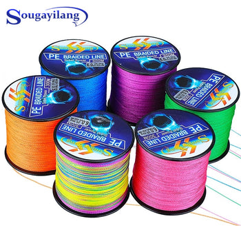 Sougayilang 4 Strands Braided Fishing Line 0.6-8.0# 300M PE Fishing Line 6.3-32.8kg Multifilament Fishing Line Smooth Pesca