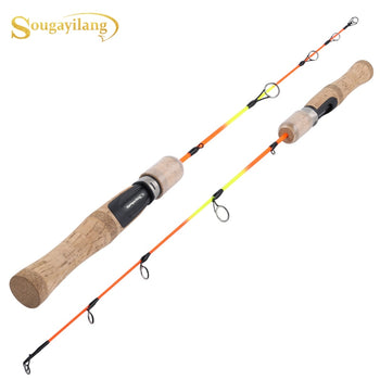 Sougayilang Outdoor Winter Shrimp Ice Fishing Rods Ultralight Portable Winter Fishing Rod EVA /wooden Handle Spinning Hard Rod
