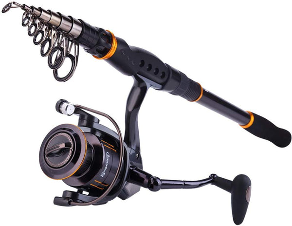 Sougayilang Spinning Fishing Rod And Reel Combos Portable Telescopic Fishing Pole Spinning Reels For Travel Saltwater Freshwater Fishing