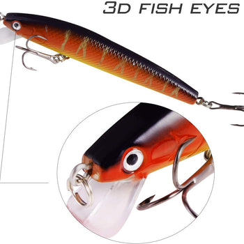 Sougayilang Hard Fishing Lures Set,Lifelike Plastic Hard Baits,Including Minnow Pencil with Hooks for Saltwater Freshwater Trout Bass Salmon,(Pack of 13)