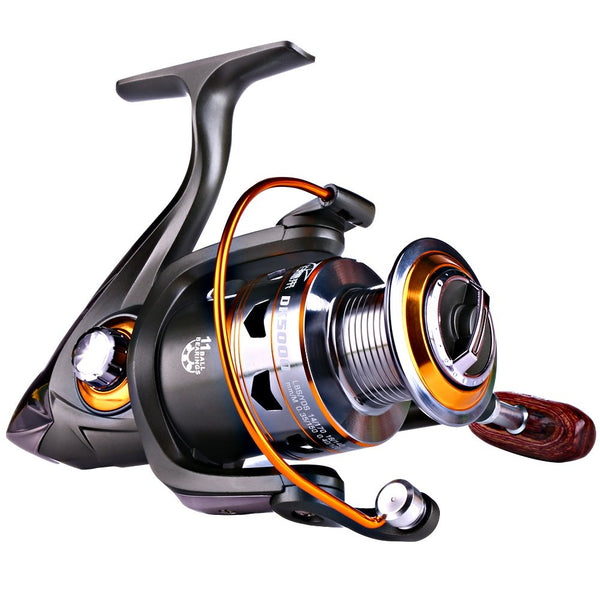 Sougayilang Spinning Fishing Reels with Left/Right Interchangeable  Collapsible Wood Handle Powerful Metal Body 5.2:1/5.1:1 Gear Ratio Smooth  11BB for