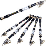 Burning Shark Fishing Rods, 24-Ton Ultra Lightweight Carbon Fiber Telescopic Fishing Rod, Stainless Steel Guides, Lengthened Hollow Handle,Travel Fishing Rod for Bass, Trout