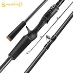 Sougayilang 1.8m 2.1m 2.4m 3 Section Baitcasting Fishing Rod Casting/Spinning Lure 7-40g Carbon Fiber Rod UltraLight Travel Rod