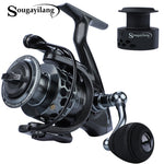 Sougayilang 2020 Spinning Fishing Reel with Spare Spool 13+1BB 5.1:1 5.5:1 Fishing Coil Reel Wheel Carretilhas Reel De Pesca