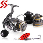 Sougayilang 13+1BB Spinning Reel with Free Spool Fishing Reel 5.1:1 5.5:1 Gear Ratio Spinning Reel Carp Fishing Reel