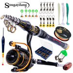 Sougayilang 1.8-2.7m Telescopic Fishing Rod Fishing Reel Baits Hooks Saltwater Freshwater Professional Fishing Rod Full Kits