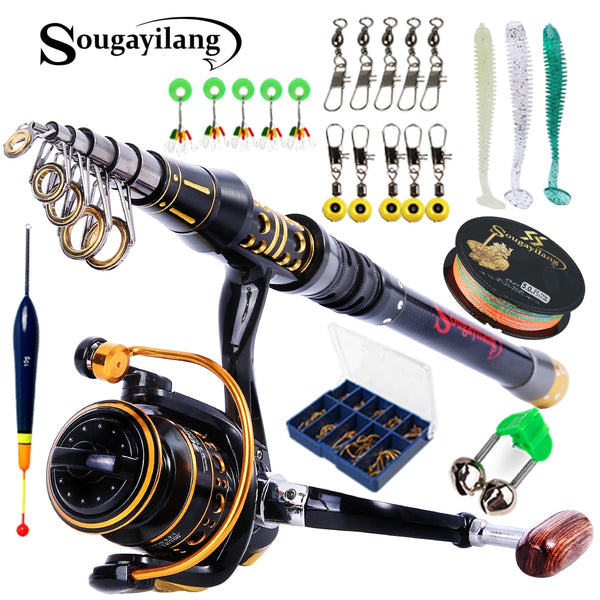 Sougayilang 1.8-2.7m Telescopic Fishing Rod Fishing Reel Baits Hooks S -  Sougayilang
